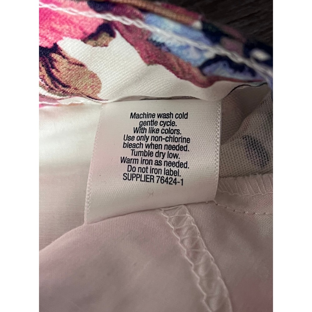 St. John's Bay Floral Capri Pants Pink Blue Cotton Stretch Size 10 Cottagecore - Picture 5 of 9